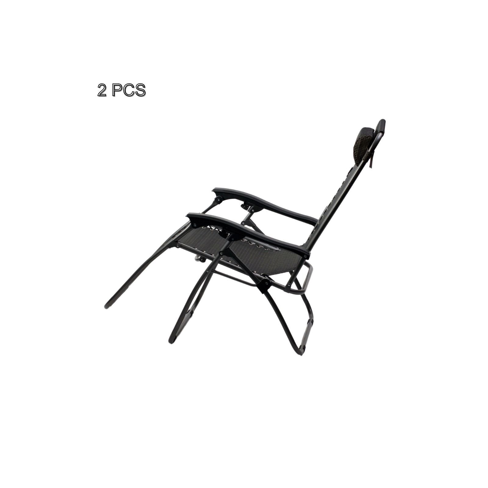 2 Pcs Zero Gravity Folding Reclining Chair (Black) 3