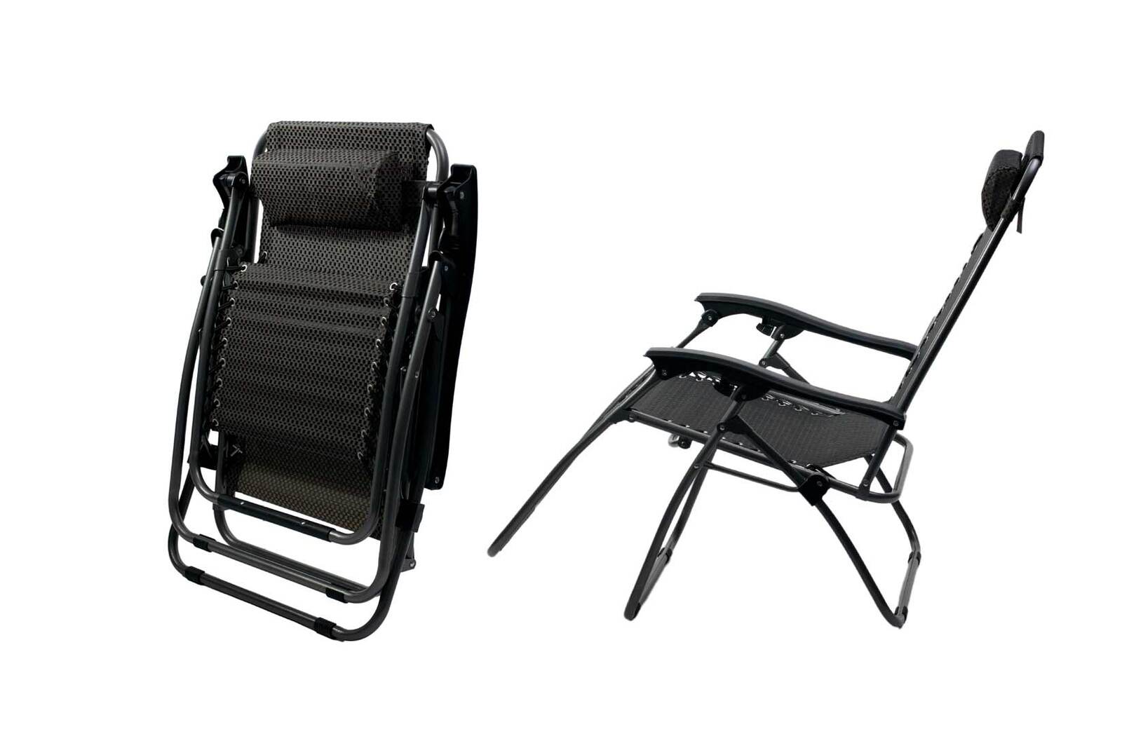 2 Pcs Zero Gravity Folding Reclining Chair (Black) 4