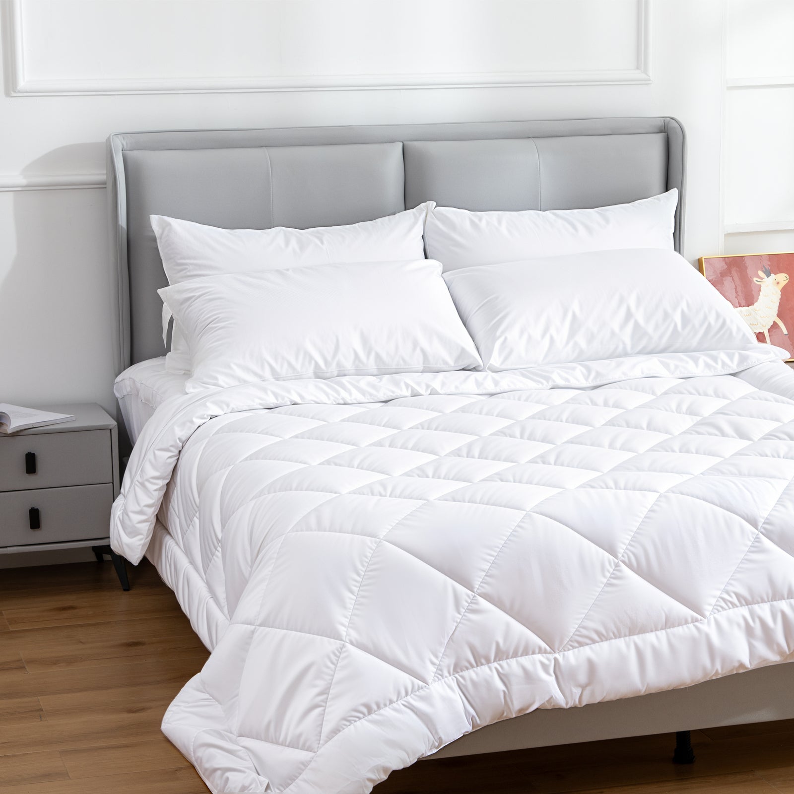 100 Percent Cotton Pillow Cover with 800g Poly Fill,  Hypoallergenic, Antibacterial, and Cooling Technology  4 PK 7