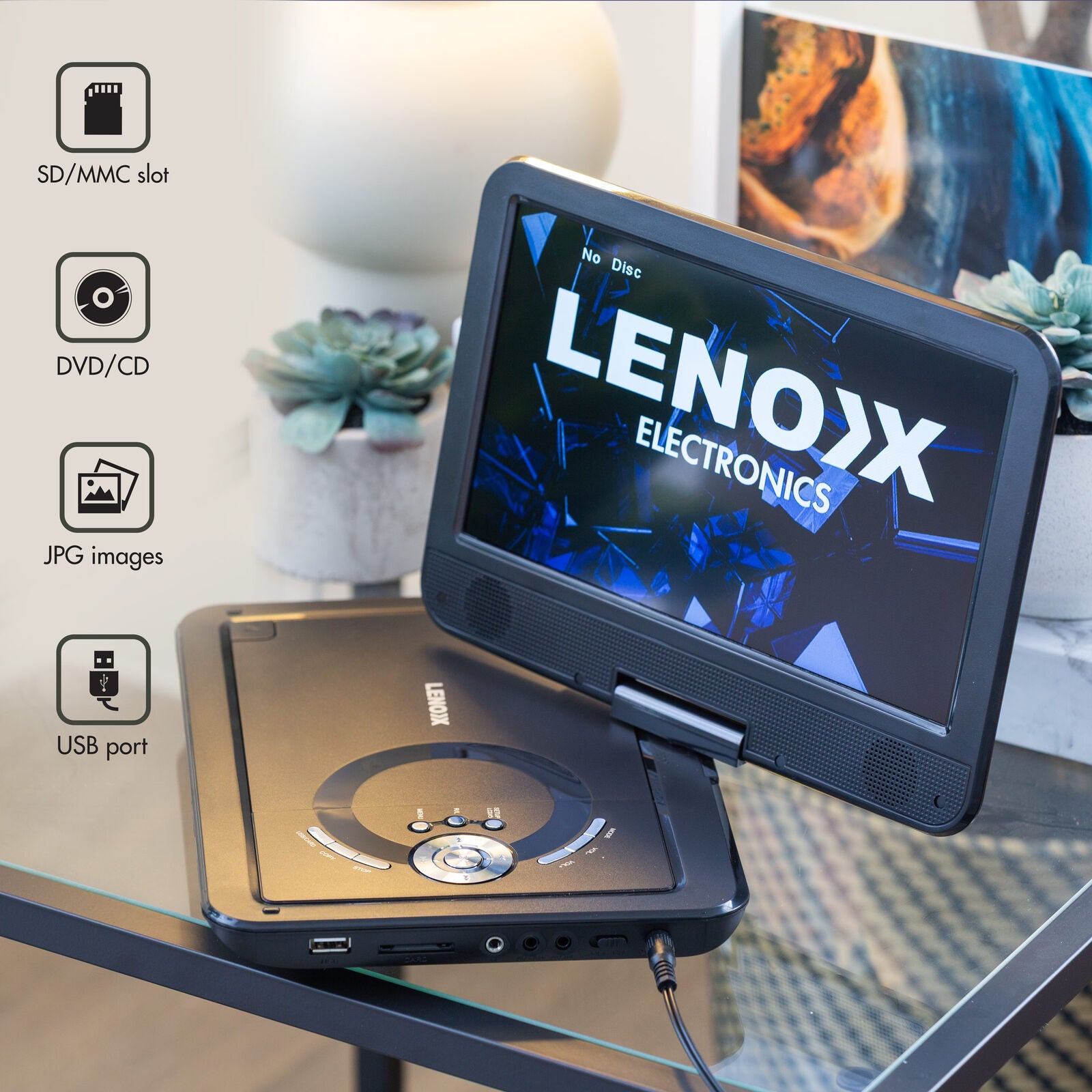 10.1" Portable DVD Player w/ 270-Degrees Swivel-Screen & Rechargeable 7