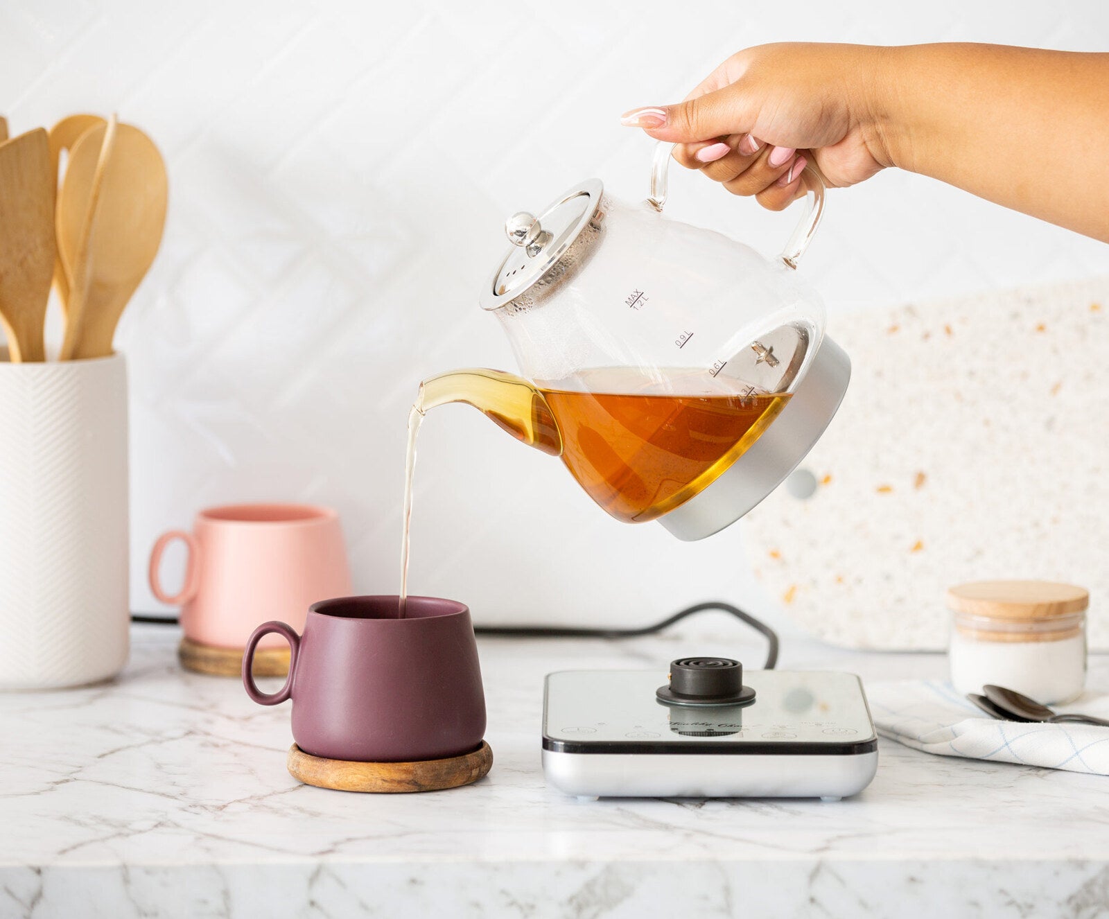1.2L Digital Glass Kettle w/ Electric Tea Pot & Infuser 800W 6