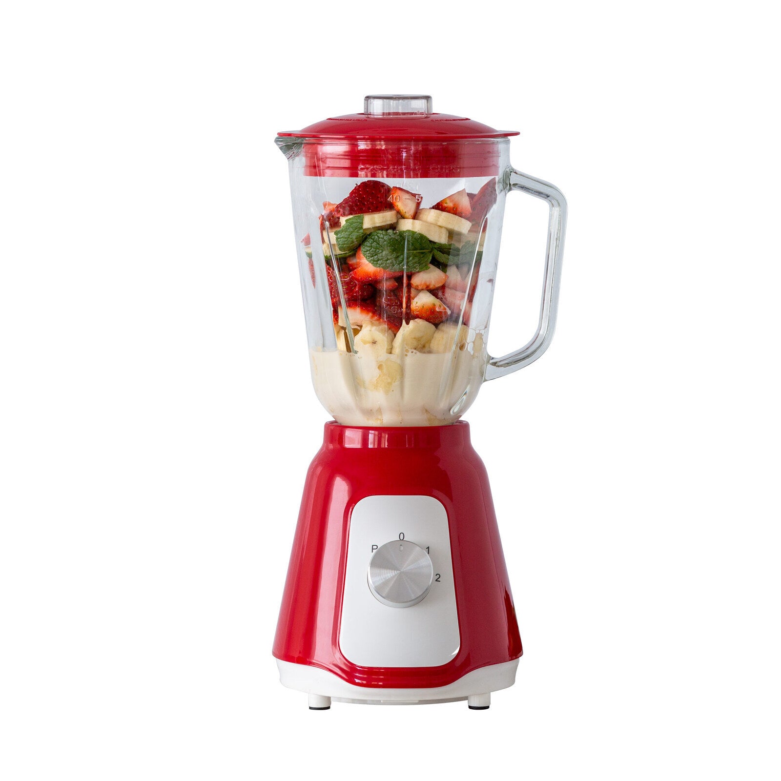 500W Glass Blender with Two Adjustable Speeds 1.5L - Red 3