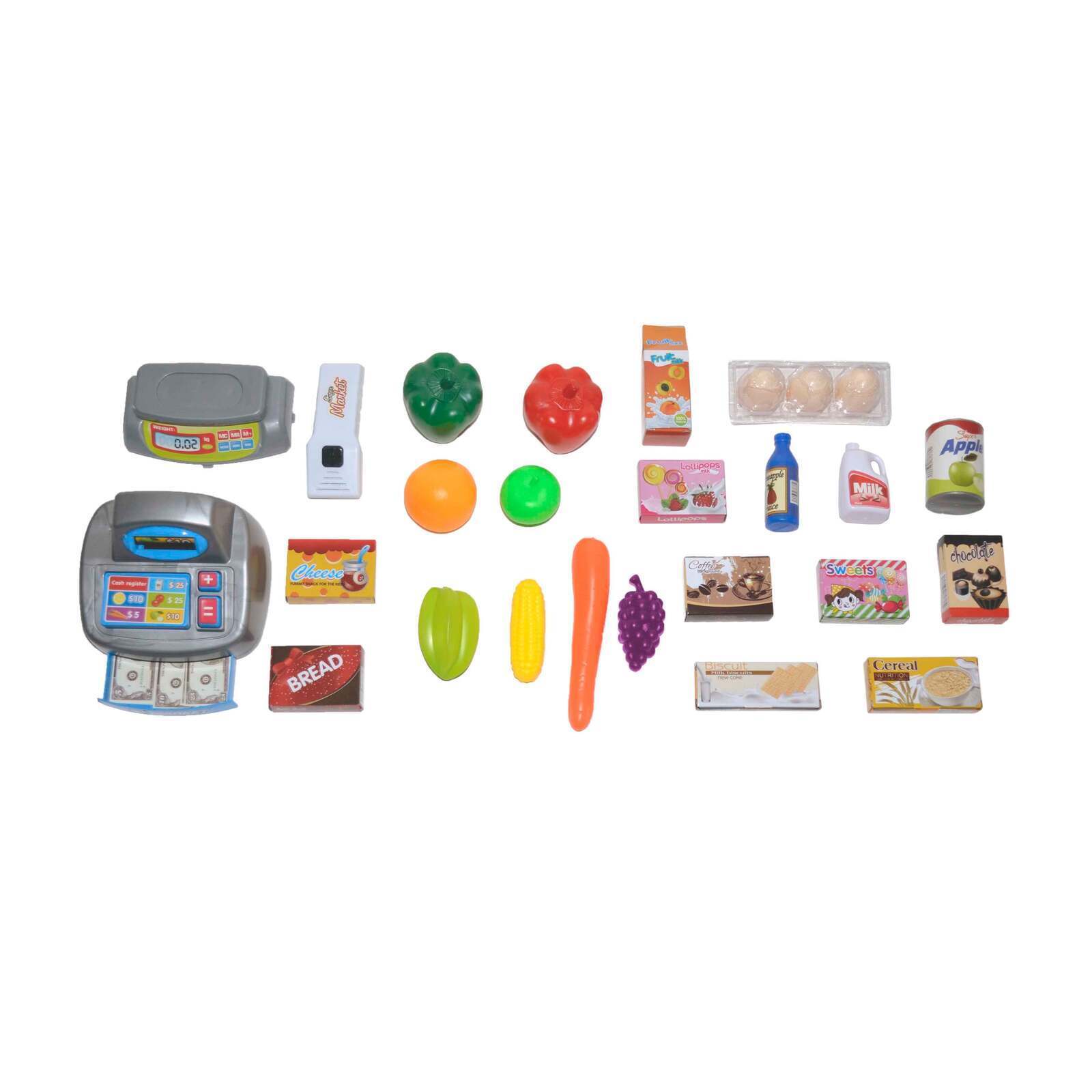 Children's Home Supermarket w/ Toy Cash Register, Trolly, Fruit & More 3