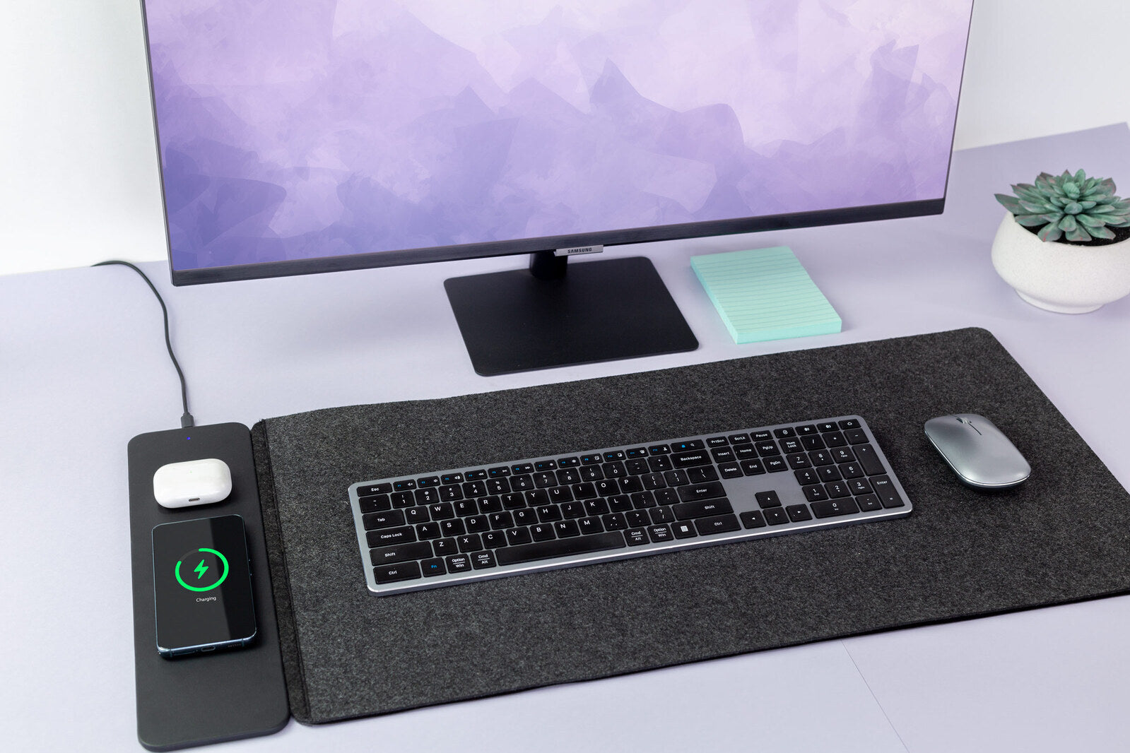 Reversible Wireless Fast Charging Desktop Mat for Smartphones and Earbuds 7