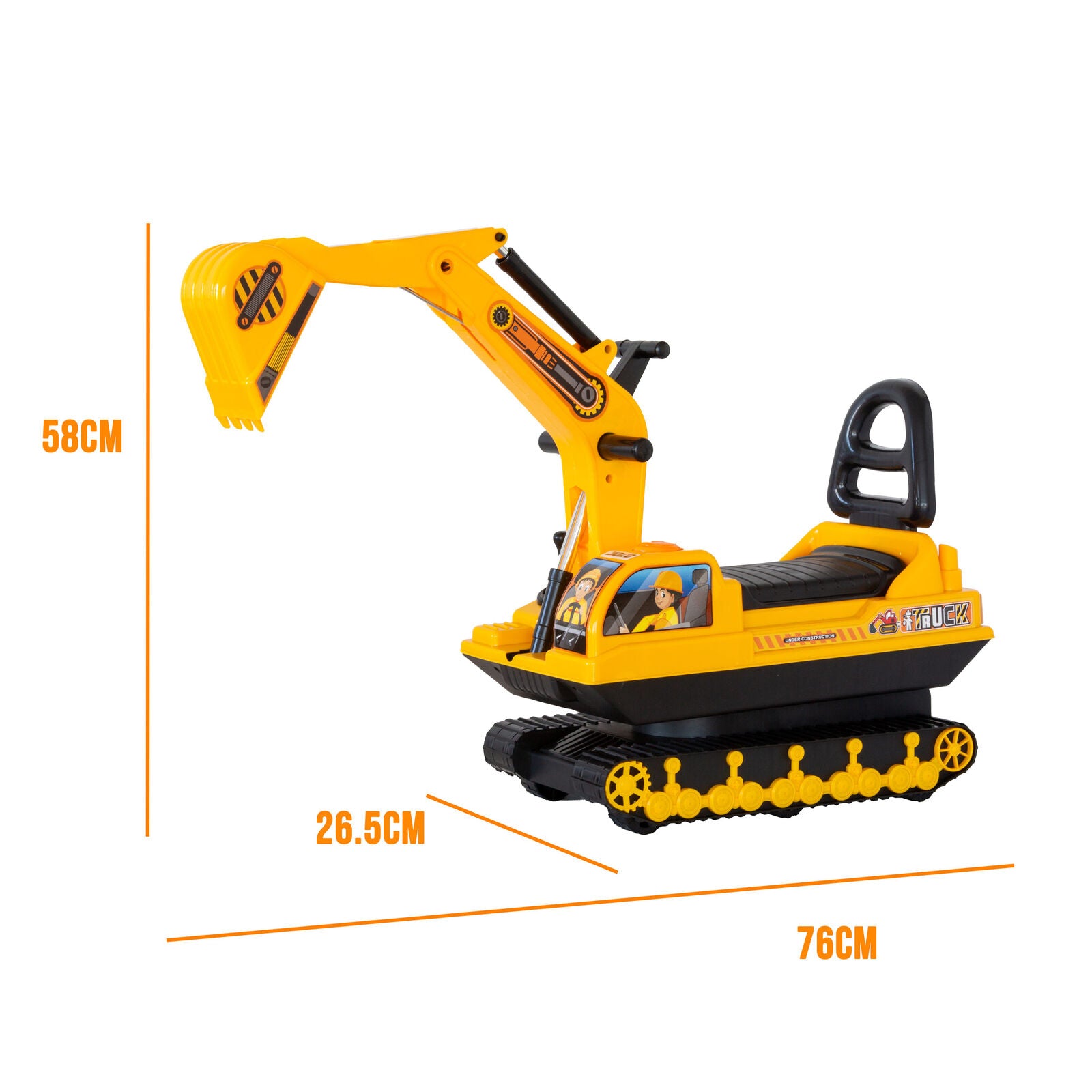 Ride-on Children's Excavator w/ Sturdy Track and Dual Operation Levers to Scoop 3