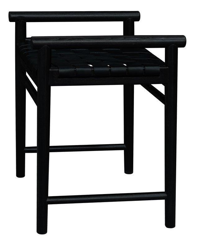 Elliot Single Seater Bench with Genuine Leather (Black) 3