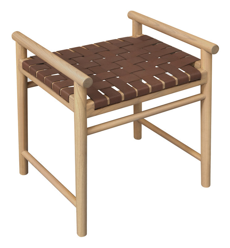 Elliot Single Seater Bench with Genuine Leather (Natural) 3