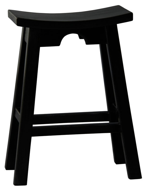 Ryo Solid Mahogany Kitchen Counter Stool (Black) 3
