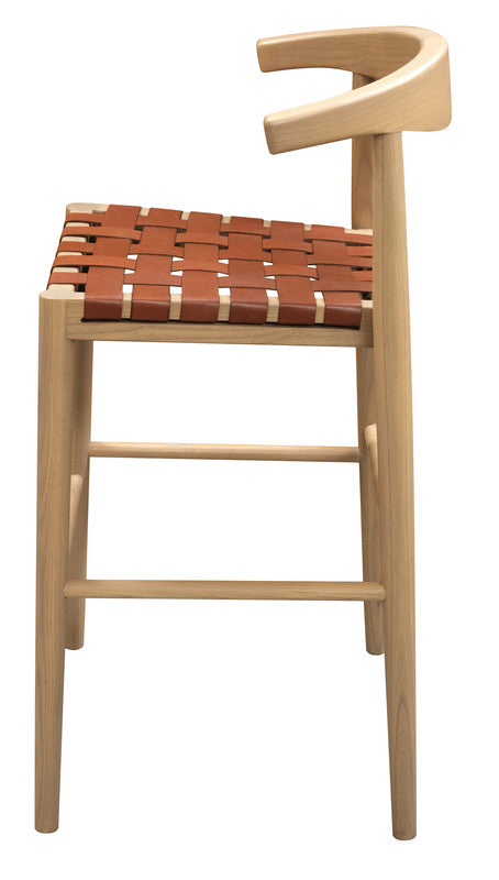 Elliot Genuine Leather Barstool - Set of 2 (Natural) 3