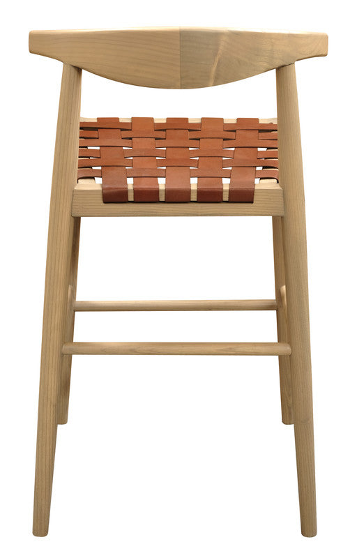 Elliot Genuine Leather Barstool - Set of 2 (Natural) 4