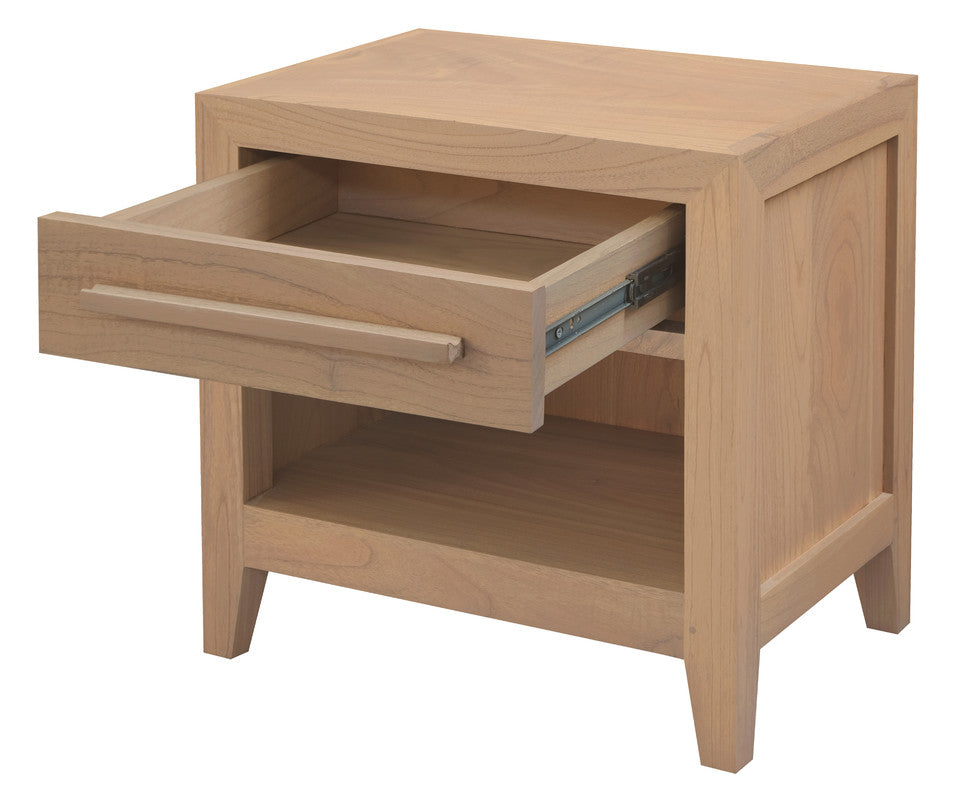 Dion 1-Drawer Solid Mindi Bedside Table (Natural) 3