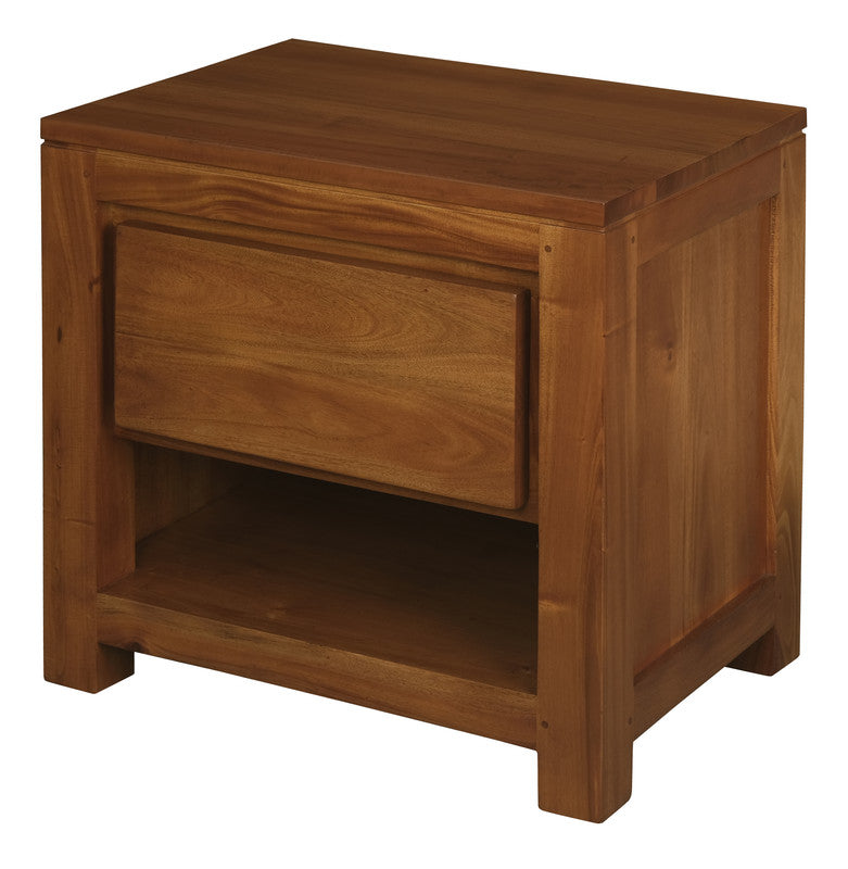 Amsterdam Solid Mahogany Timber 1 Drawer Bedside Table (Light Pecan) 3