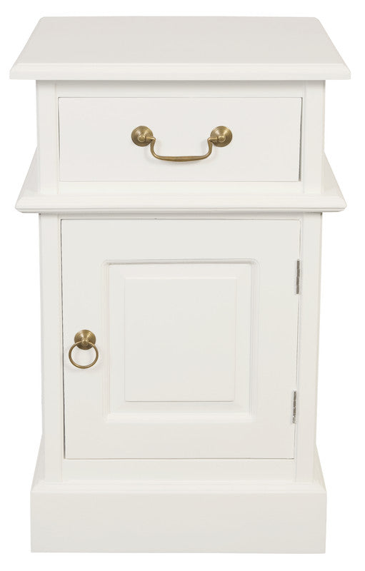 Tasmania 1 Solid Door 1 Drawer Bedside (White) 3