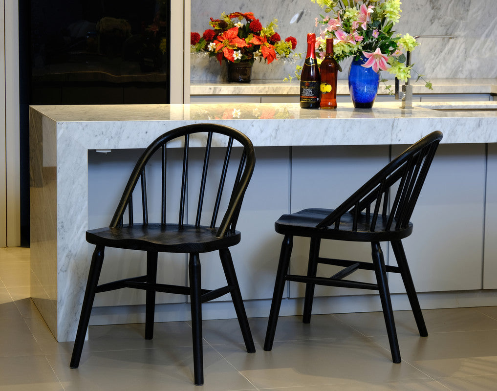 Vera Solid Oak Dining Chair - Set of 2 (Black) 5