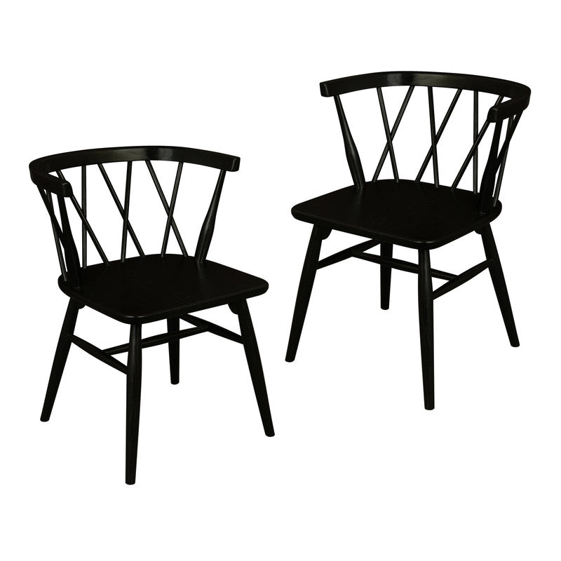 Sierra Cross Back Oak Chair - Set of 2 (Black) 4