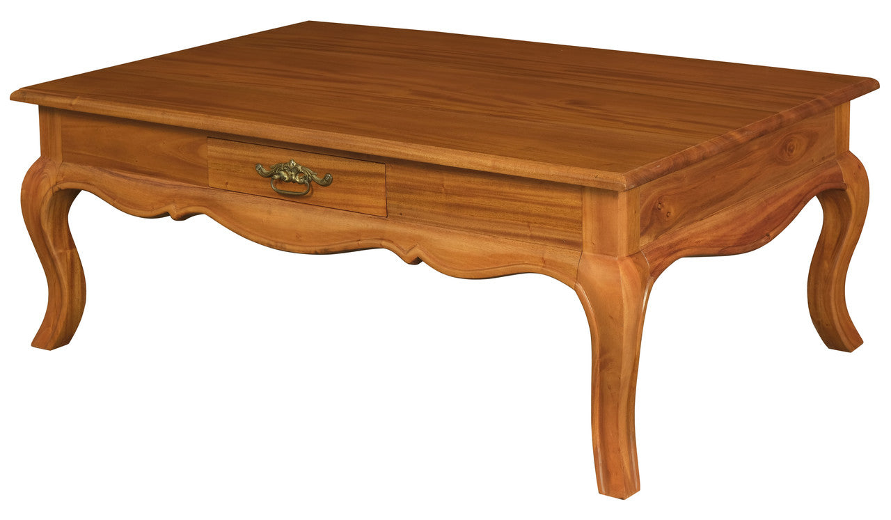 French Provincial 2 Drawer Coffee Table - Light Pecan 3