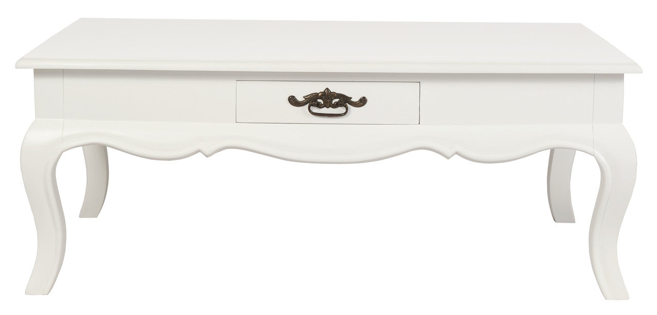 French Provincial 2 Drawer Coffee Table - White 3