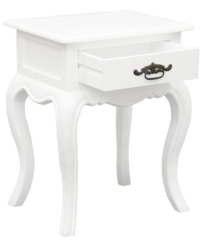 French Provincial 1 Drawer Lamp Table (White) 4
