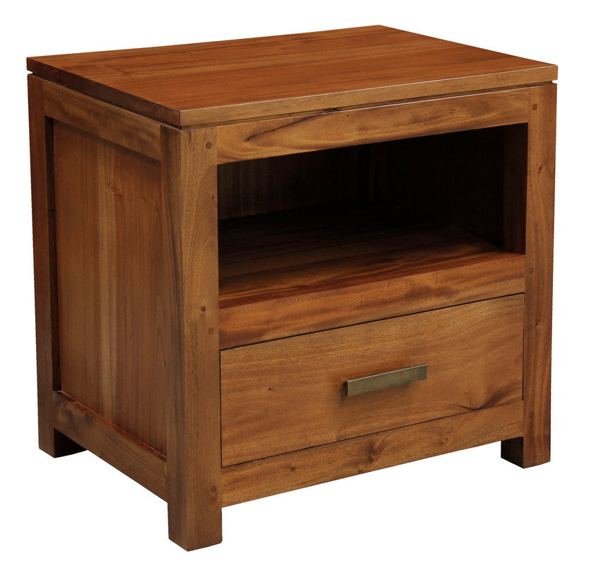Paris 1 Drawer Solid Mahogany Timber Lamp Table (Light Pecan) 3