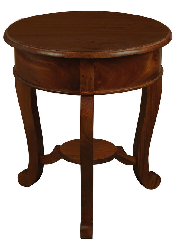 Round Cabriole Leg 1 Drawer Lamp Table (Mahogany) 4