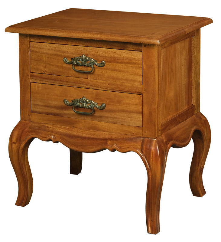French Provincial 2 Drawer Side Table (Light Pecan) 3