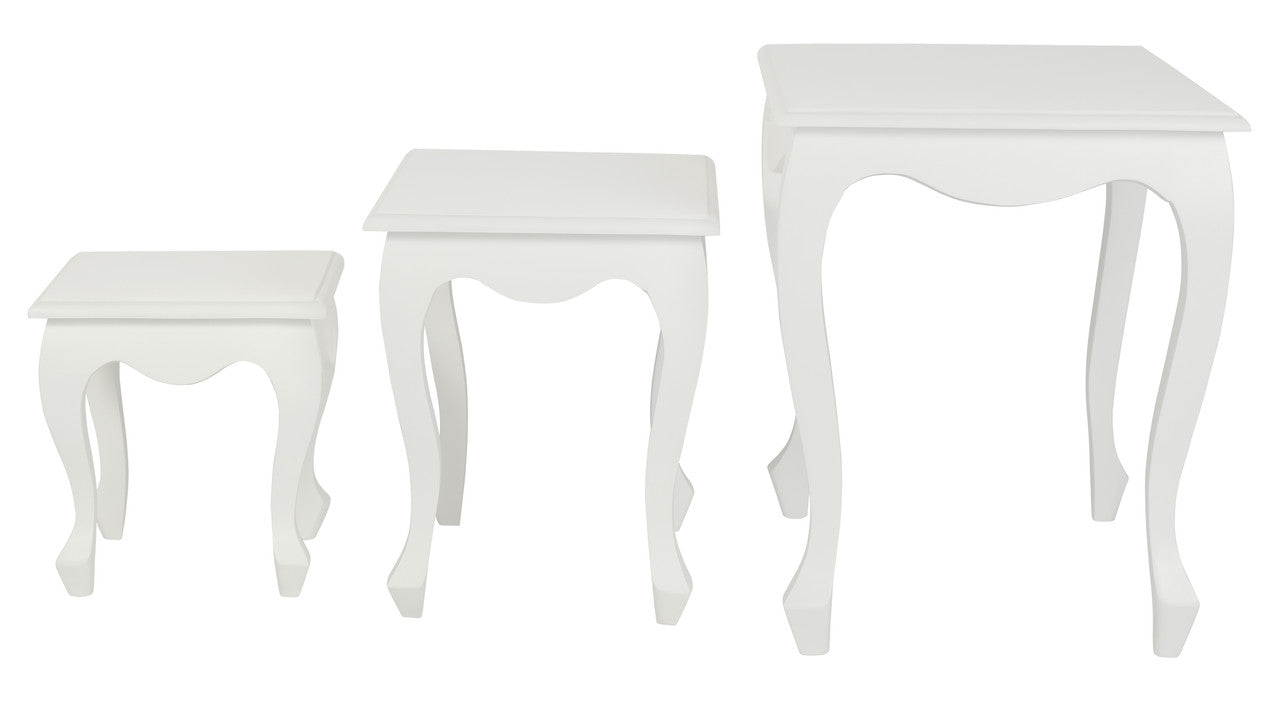 Queen Ann Nest of Table Set of 3 (White) 3
