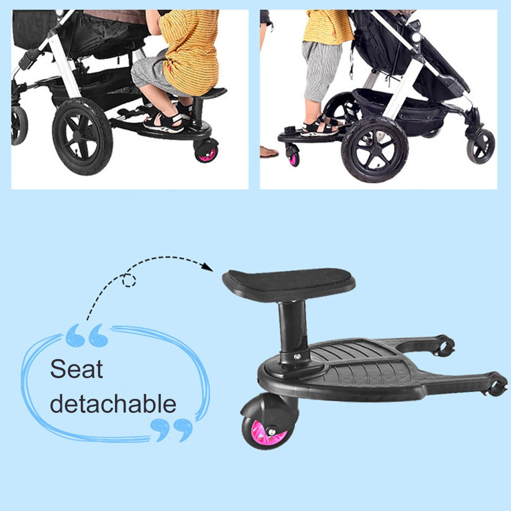 Stroller Step Board Toddler Buggys Wheel Standing Board Skateboard For Pram Kids Pink 3