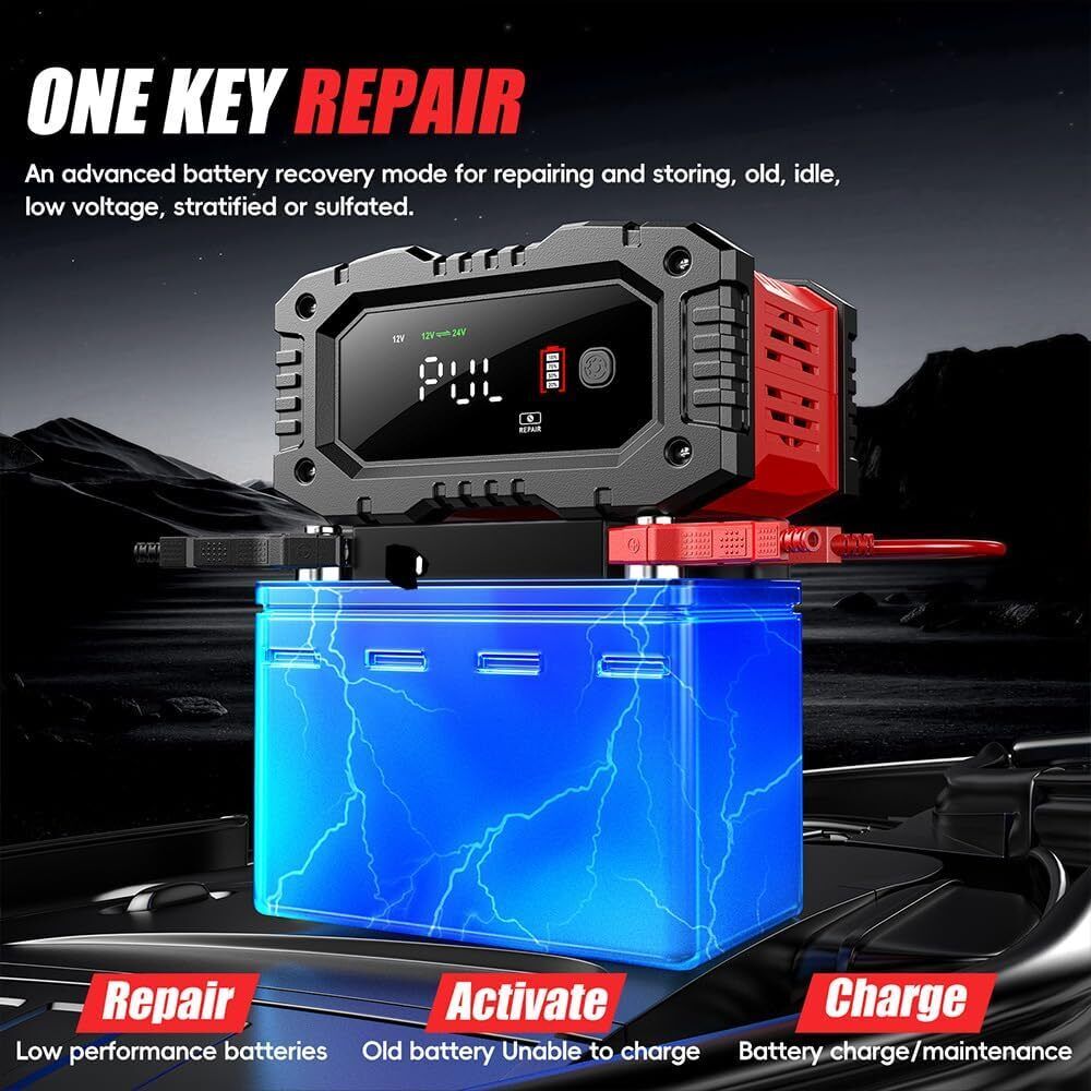 12V 20A/24V 10A Smart Car Battery Charger for Lead Acid LiFePo4 AGM Moto Battery 9