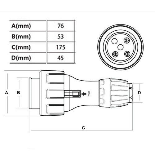 32 Amp 5m 3 Pin Extension Lead Single Phase 250V Rubber Cable Male/Female Plug 6