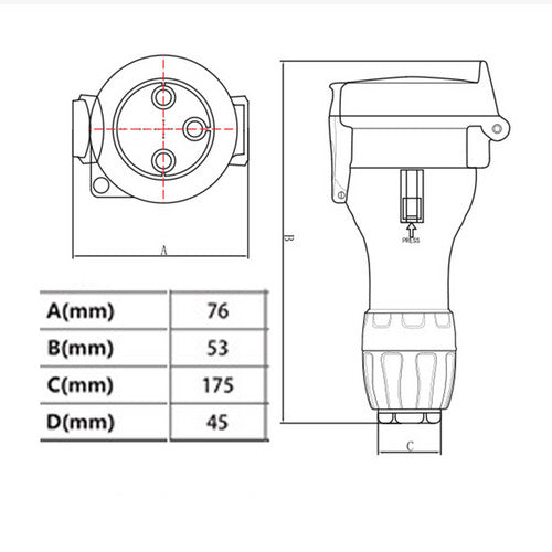 32 Amp 5m 3 Pin Extension Lead Single Phase 250V Rubber Cable Male/Female Plug 8