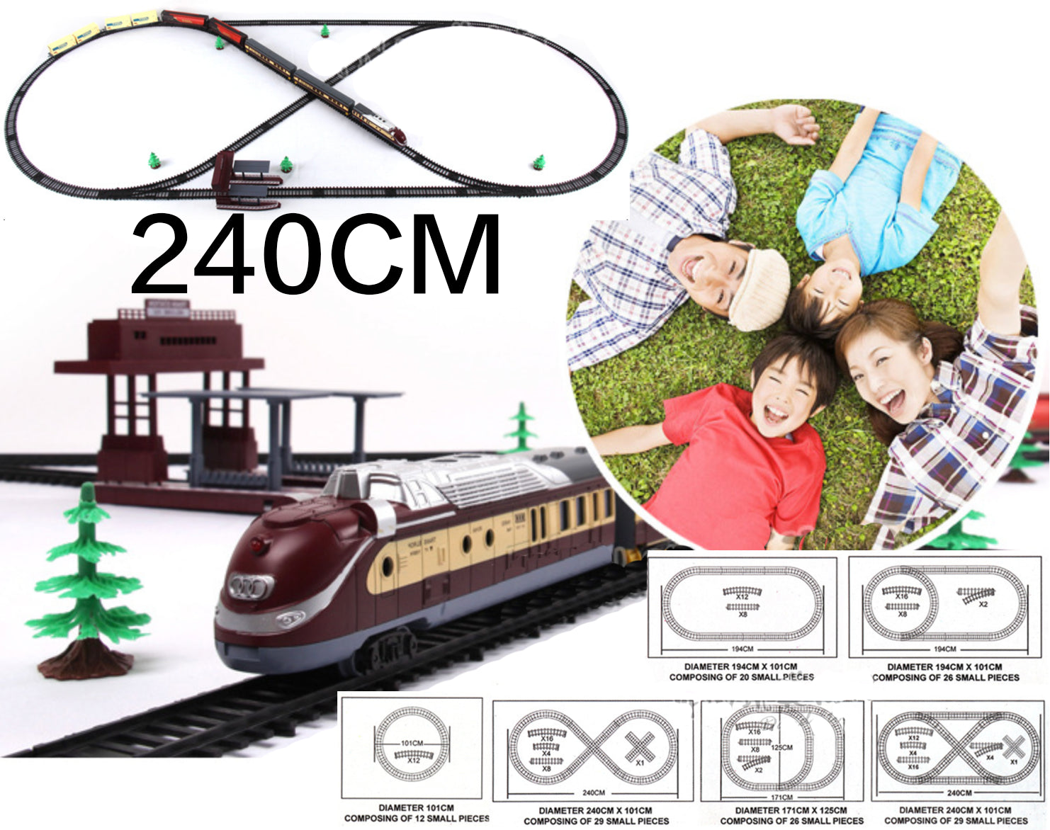 Electric Large Classic Train Set Rail Track Carriages Kids Vehicle Toy Gift 6