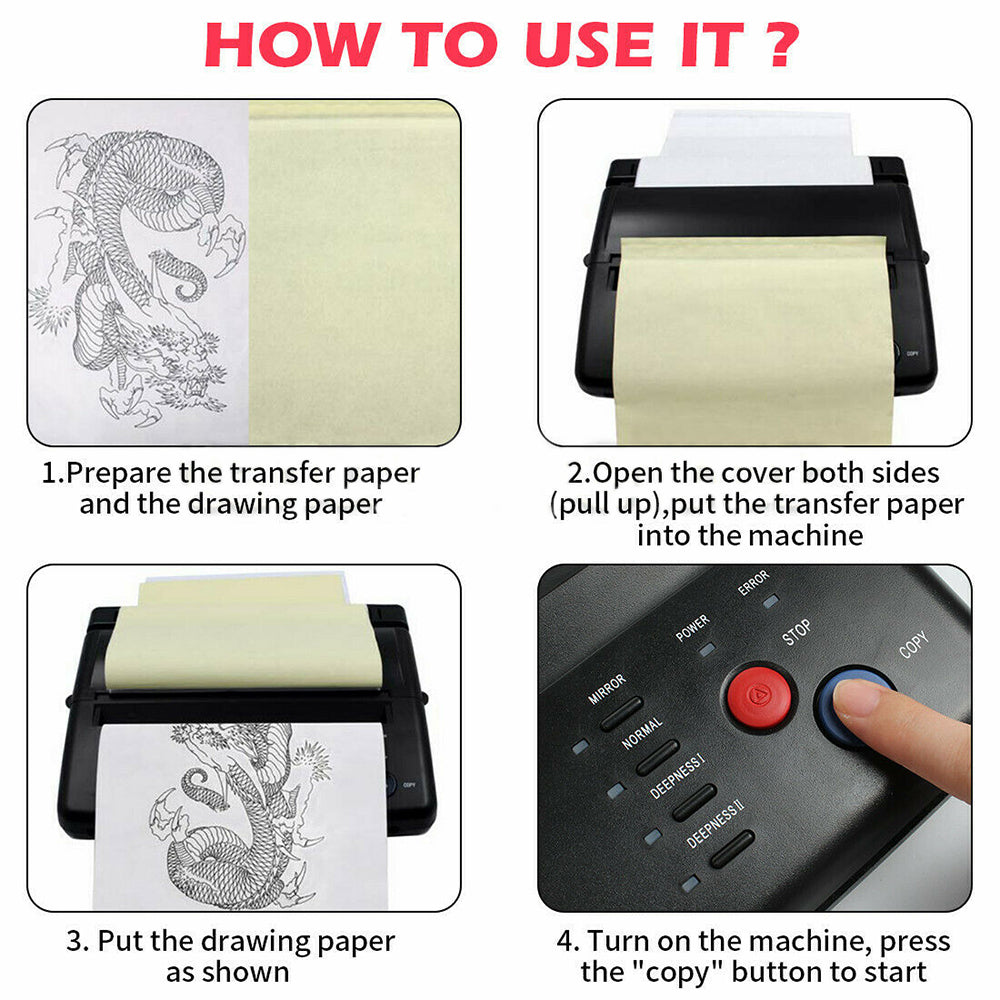 ABS Tattoo Transfer Copier Printer Machine Thermal Stencil Paper Body Art Maker 5