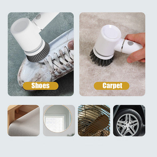 6in1 Electric Spin Scrubber Cordless Rechargeable Cleaning Brush with 6 Head Kit 6
