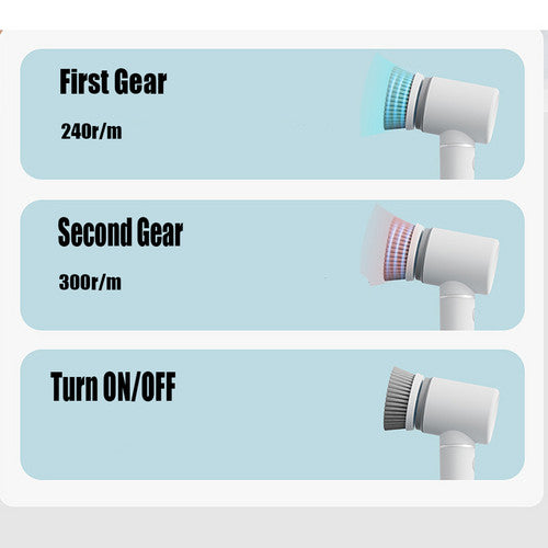 6in1 Electric Spin Scrubber Cordless Rechargeable Cleaning Brush with 6 Head Kit 7