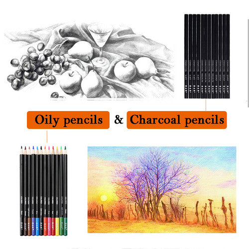 72pcs Professional Drawing Artist Kit Set Pencils and Sketch Charcoal Art Tools 5