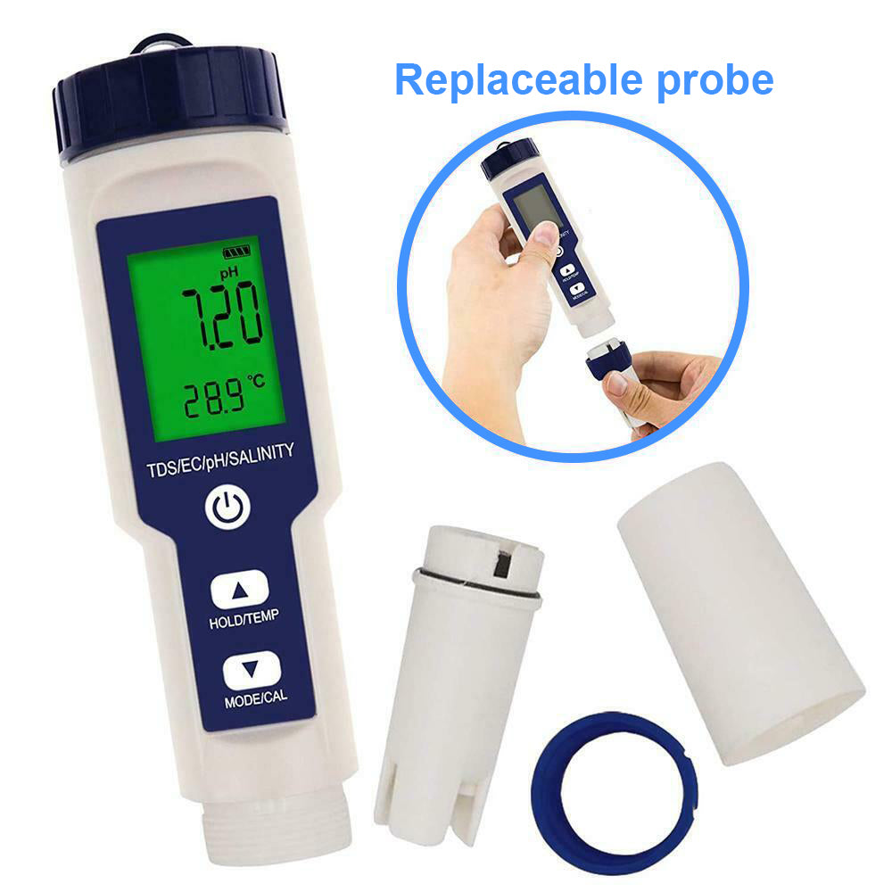 5-IN-1 Digital Water Quality Tester Waterproof pH TDS EC Temperature Meter Pool 4