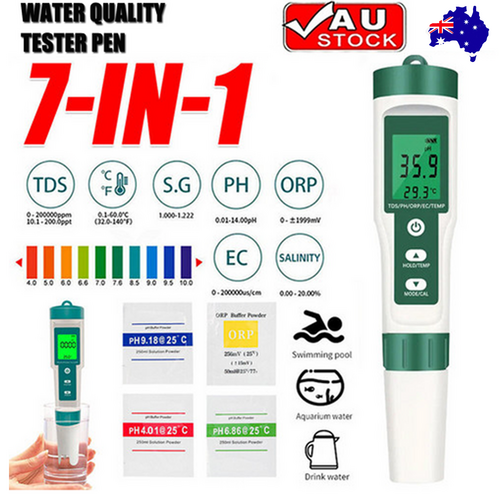 Set 7 In 1 and 5 in 1 PH Meter TDS/EC/Salt/Temp Water Quality Monitor Tester Pen 10