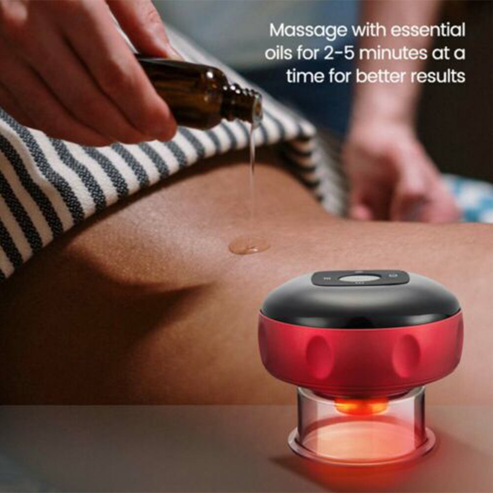 12 levels Electric Cupping Therapy Smart Scraping Massager Red Light Heating Body Slimming Red 3