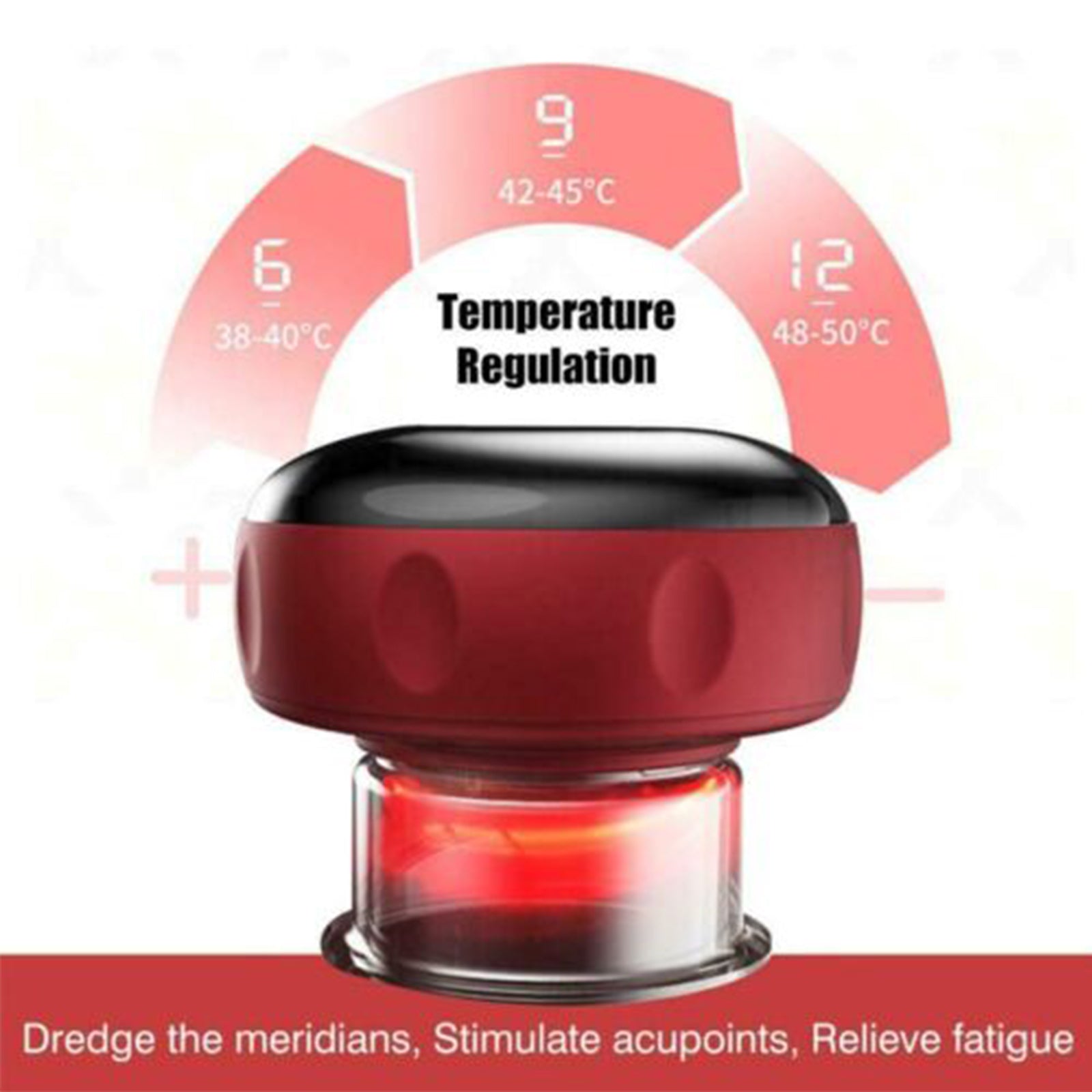 12 levels Electric Cupping Therapy Smart Scraping Massager Red Light Heating Body Slimming Red 4