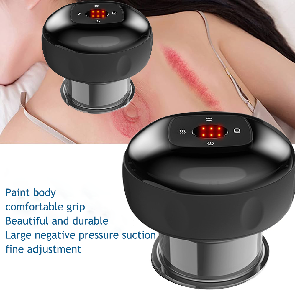 12 levels Electric Cupping Therapy Smart Scraping Massager Red Light Heating Body Slimming Black 3