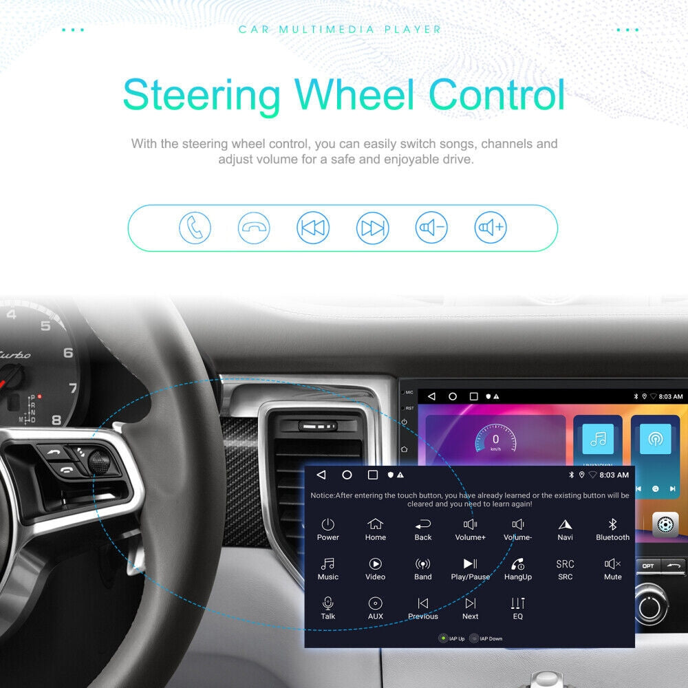 9" Car Radio 2 DIN GPS FM RDS WIFI w/ Rear Camera For Android Auto IOS CarPlay 8