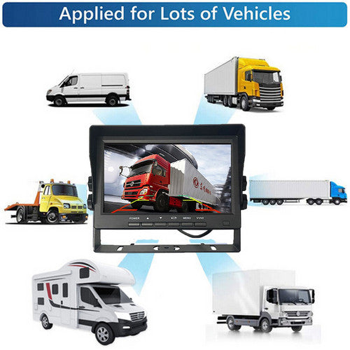 4-Channel Split 7" Screen Monitor w/4 Reversing Camera Kit for Truck Trailer Bus 5