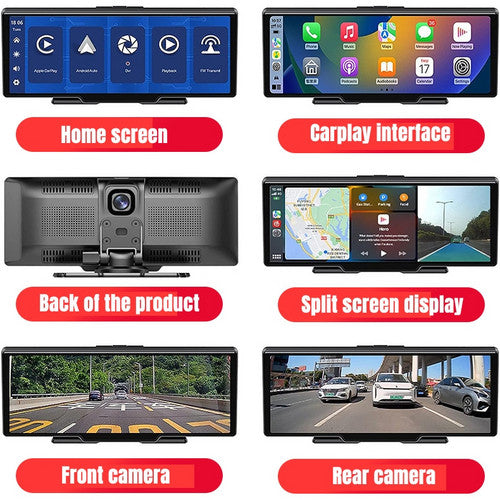 10.26" 4K Car Camera Carplay Android Car GPS Navigation Dashboard Video Recorder 4