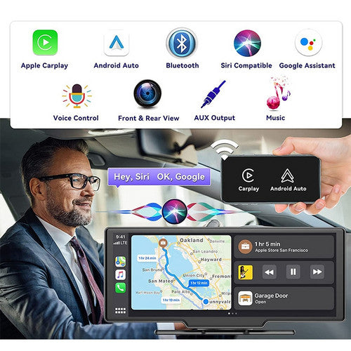 10.26" 4K Car Camera Carplay Android Car GPS Navigation Dashboard Video Recorder 6