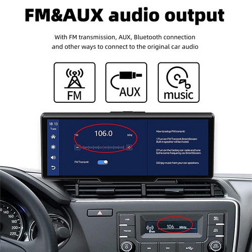10.26" 4K Car Camera Carplay Android Car GPS Navigation Dashboard Video Recorder 8