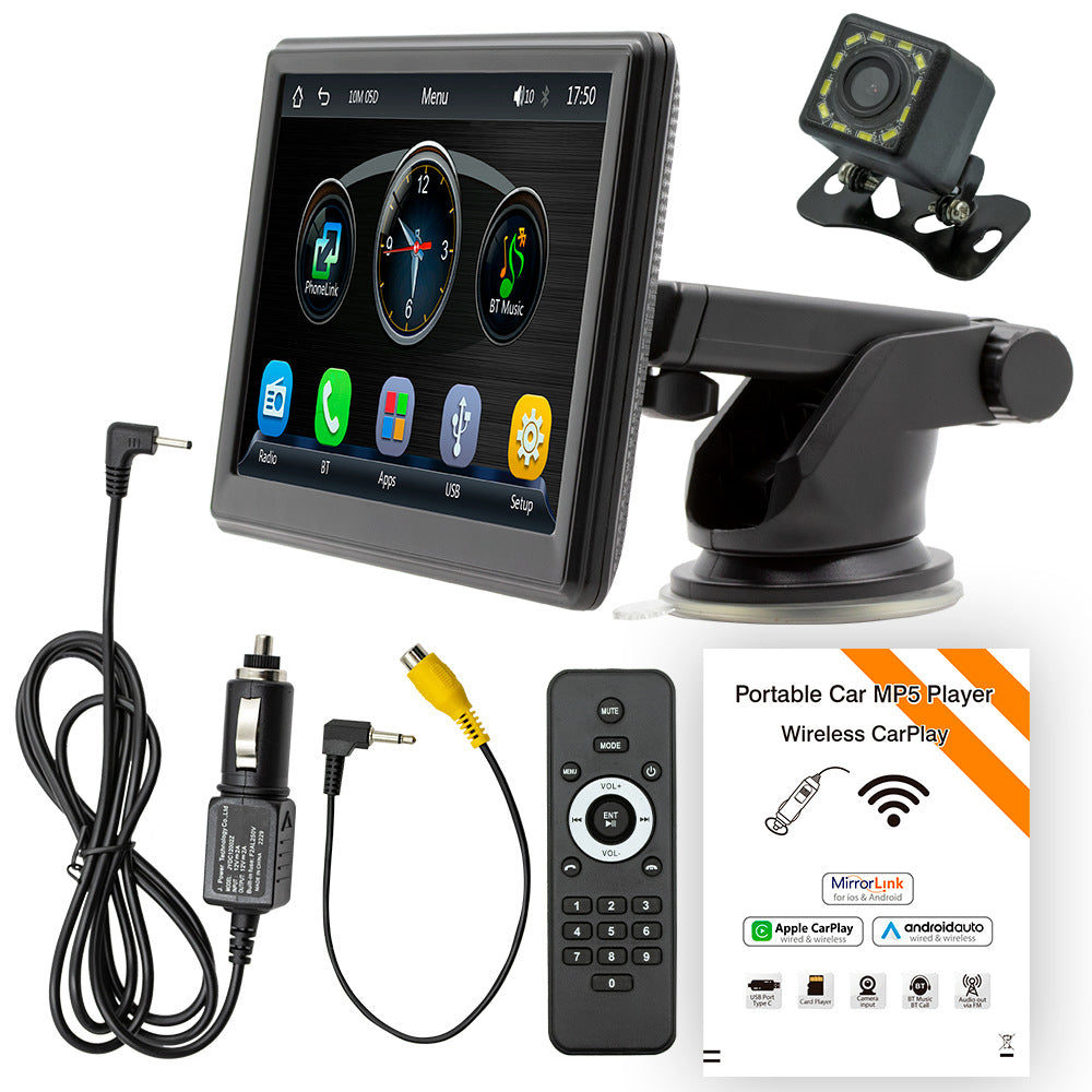 7 inch Portable Wireless Car Radio Auto Stereo Apple Carplay Android Bluetooth + Cam 5