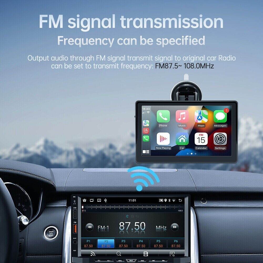 7 inch Portable Wireless Car Radio Auto Stereo Apple Carplay Android Bluetooth + Cam 8