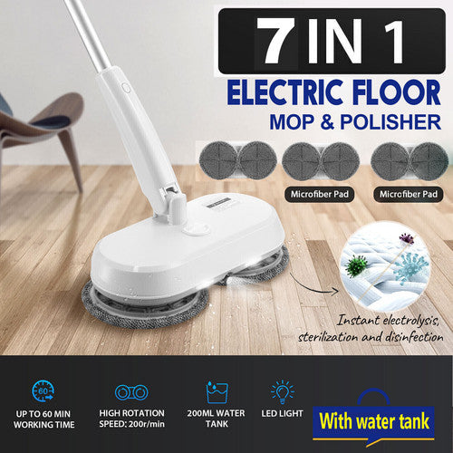 Cordless Electric spin 6Mops Cleaner 5In1 Floor Polisher Sweeper Washer Scrubber 8