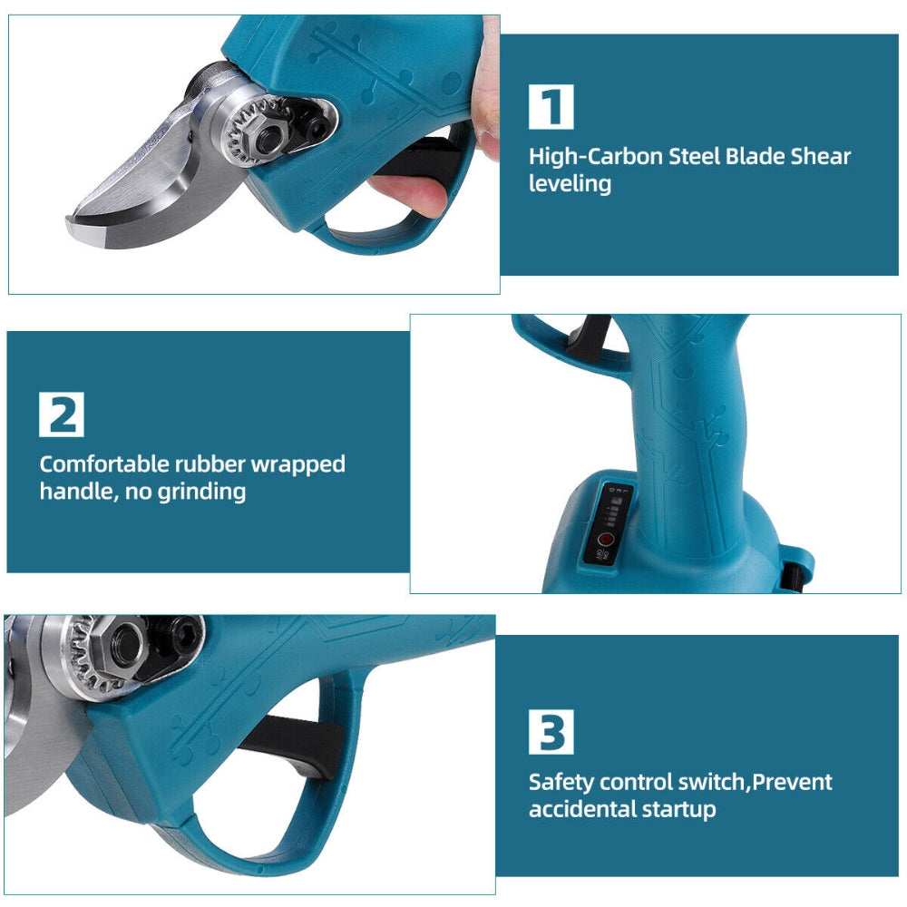 Cordless Electric Pruning Shears Secateur Rechargeable Branch Cutter W/ 2 Battery 7