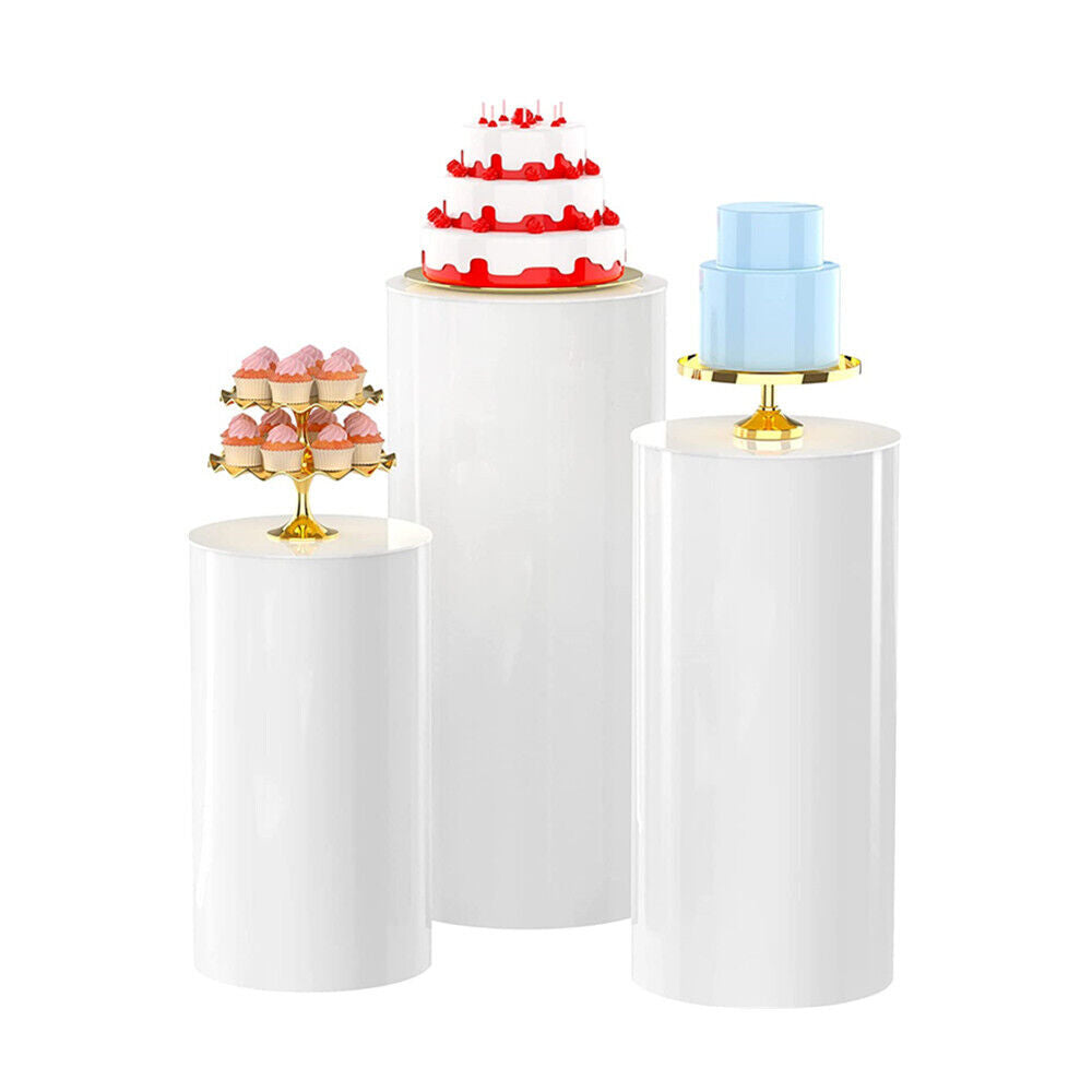 3PCS Display Stand Round Cylinder Pedestal w/ Balloon Set + LED Strip Wedding AU 12